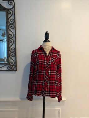 beachlunchlounge Red Black Plaid Button Down Shirt